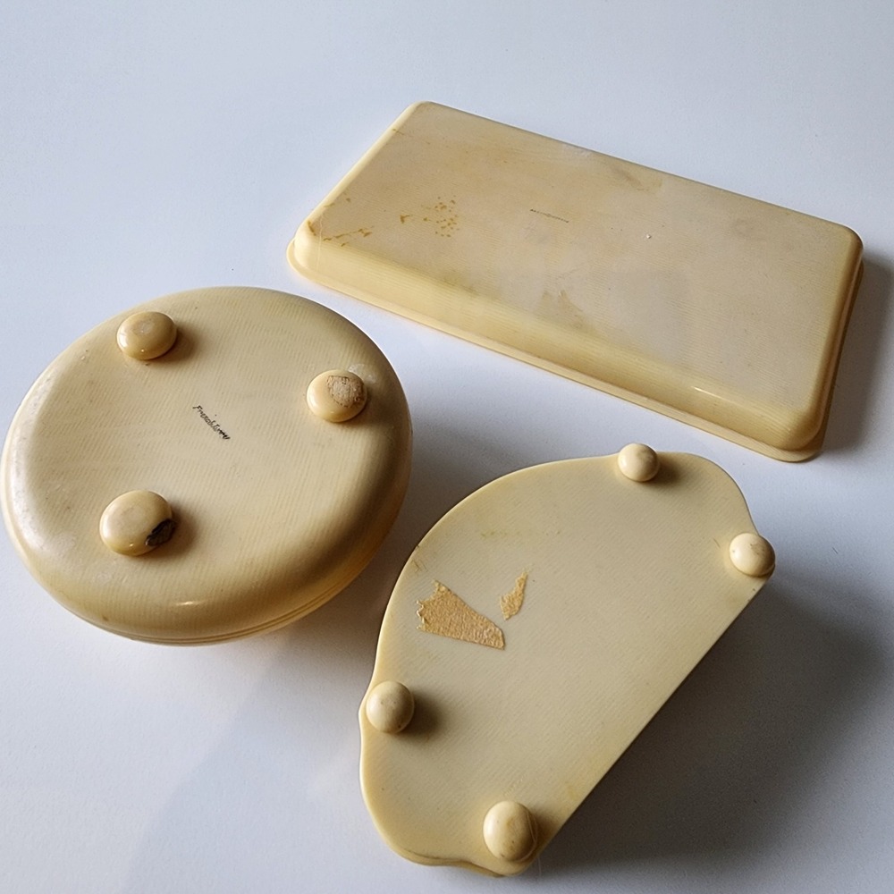 Vintage Celluloid French Ivory Jewelry Box Ring Holder Tray Vanity Set 1930s UK - Picture 7 of 16